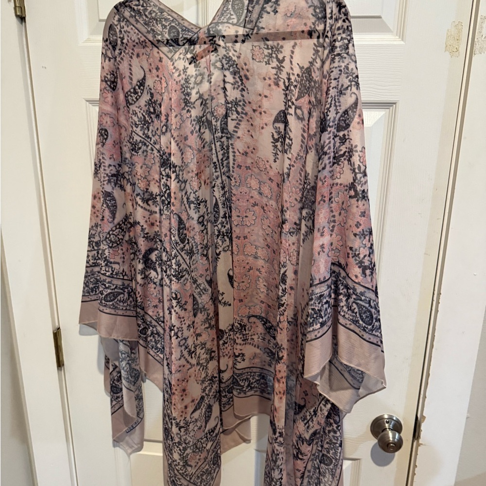 Pink and Black Paisley Poncho